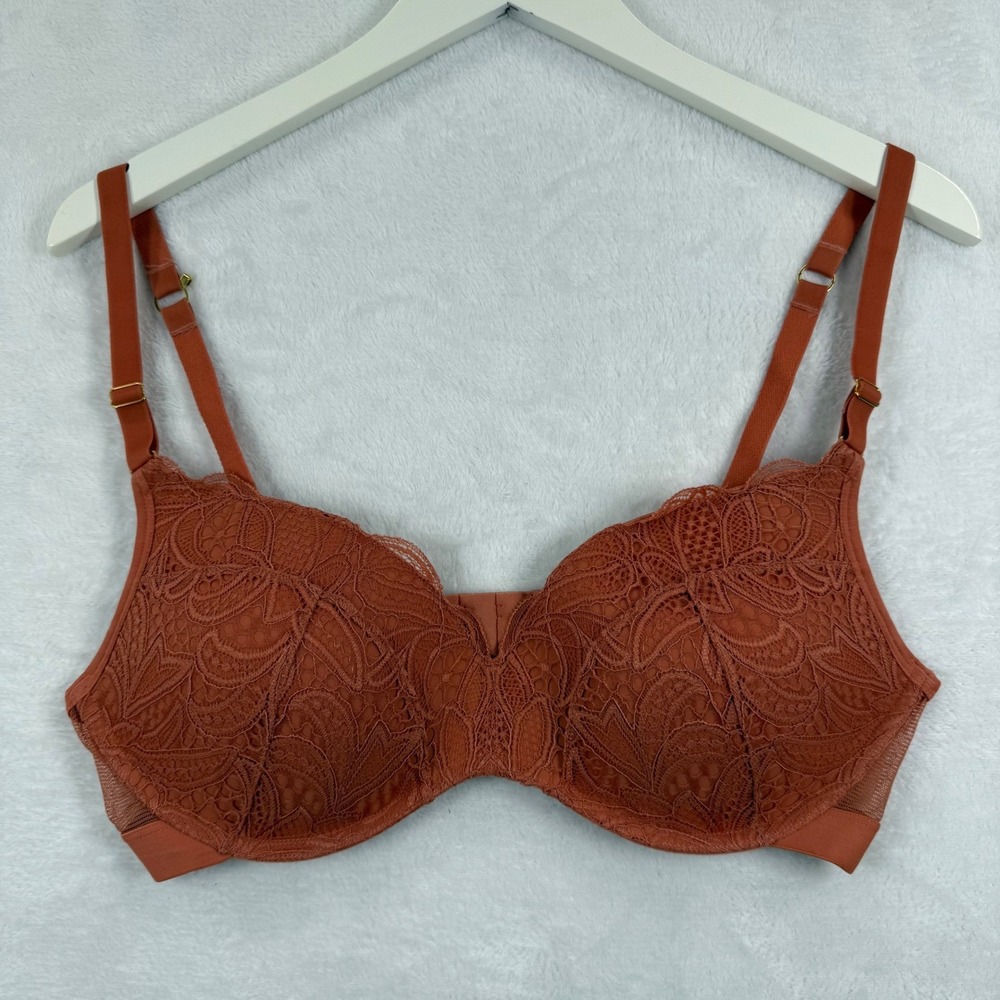 LIVELY All-Day Lace No-Wire Bra 38C Terracotta Burnt Orange WL0421 Lace Bralette